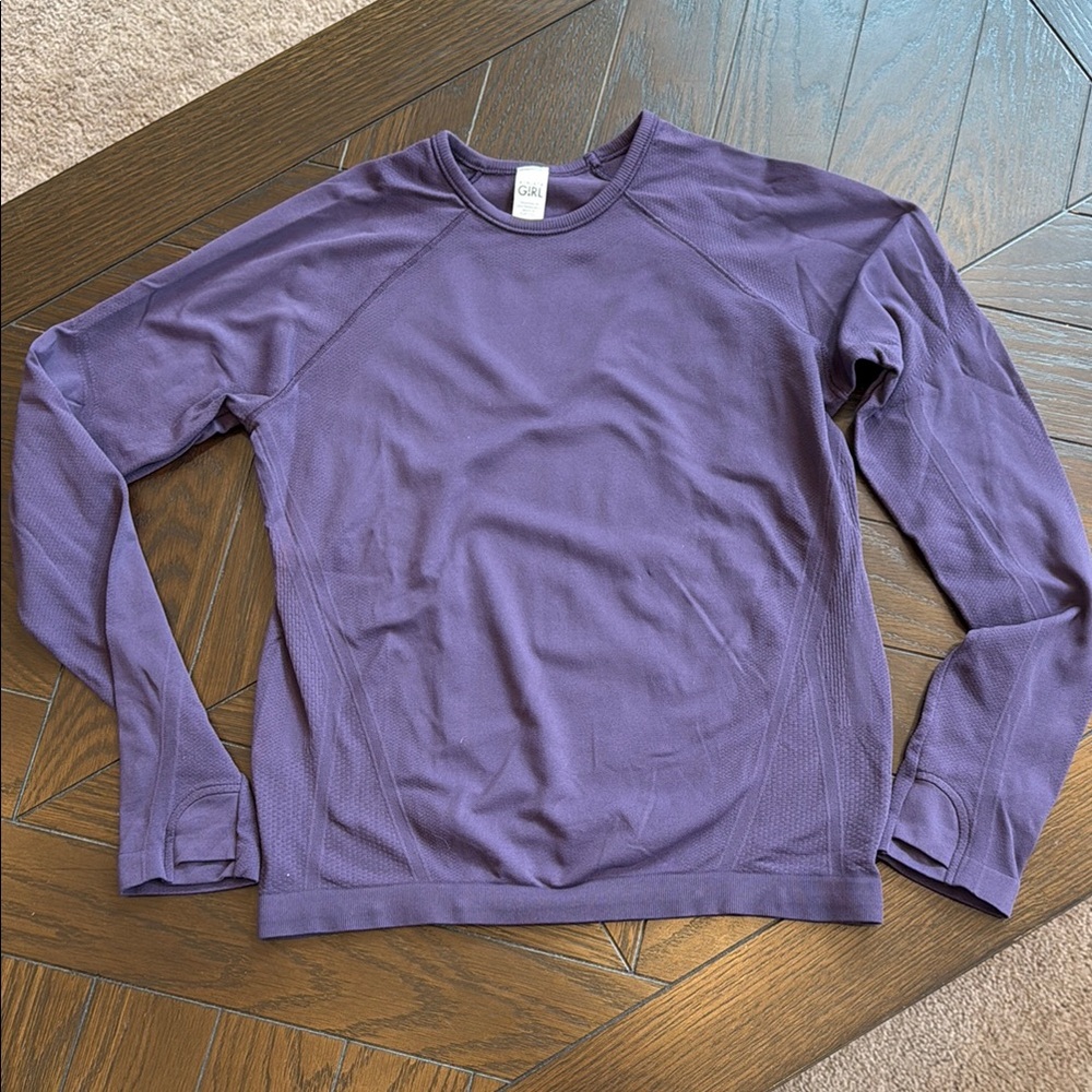 Athleta Girl Plum Long Sleeve Power Up Top size medium/8-10 like new